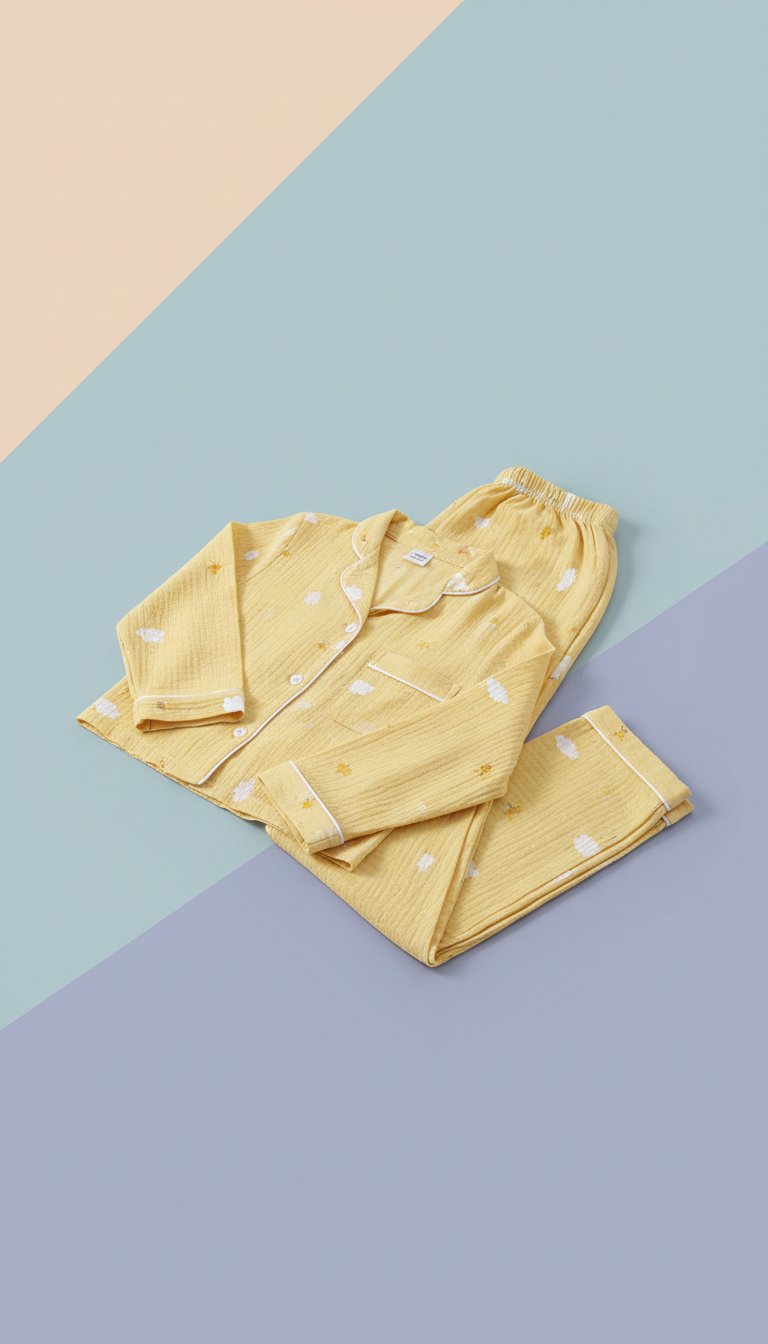Pyjama en bambou jaune soleil
