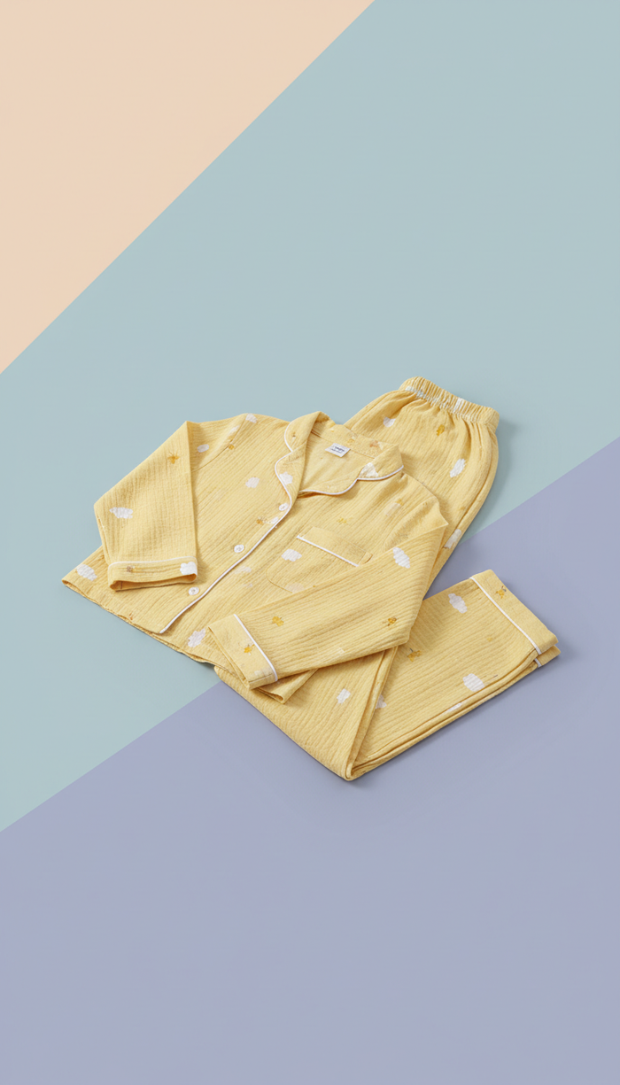 Pyjama en bambou jaune soleil